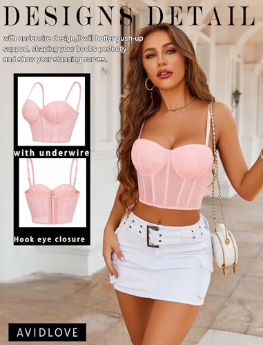 Image of Avidlove Corset Tops for Women Push Up Bustier lingerie Mesh Sexy Going Out Party Club Top