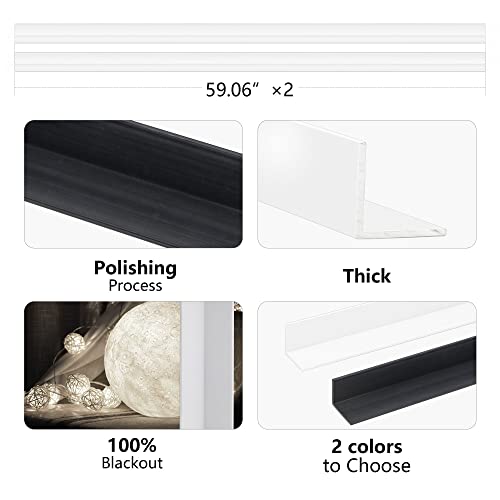 Ezeefonk （58.5"，2Pcs）100% Blackout Pvc Light Blockers Side Tracks For Window Shades And Blinds, For Blackout Strips On Both Sides Of The Blinds, Great For Bedrooms And Nurseries-Light Blocking Strips #TOP3
