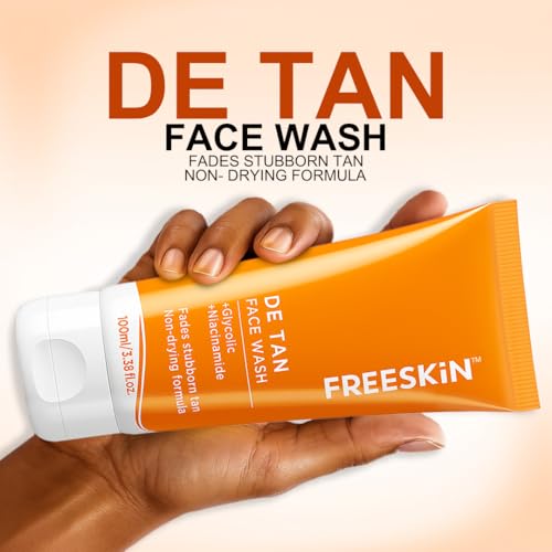 Image of Freeskin De Tan Face Wash with Glycolic & Niacinamide | Tan Removal | Non-Drying Formula | Brightens & Evens Skin Tone | 100ml
