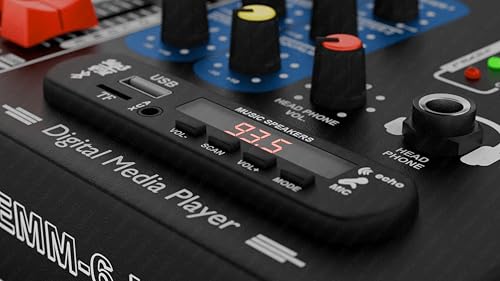 Image of da.beatz. 6-Channel Stereo Echo DJ Sound DJ Mixer with USB and Bluetooth for Parties, Stage Effects, Weddings, Diwali Giving Your Occasion an Impressive Output. (Black) (EMM-6U)