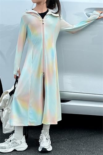 Cromoncent Girls Sun Protection Hoodie Coat Cover-Up Dress Hooded Cooling Shirt with Pockets, 4-14 Years4