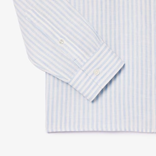 Image of Lacoste Regular Fit Striped Linen Shirt