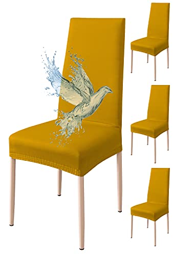 Poligino Housse de Chaise 4 pièces Imperméables, Housse de Chaise Salle à Manger, Housse Chaise Extensible, Universel, Facile à Installer, Facile à...