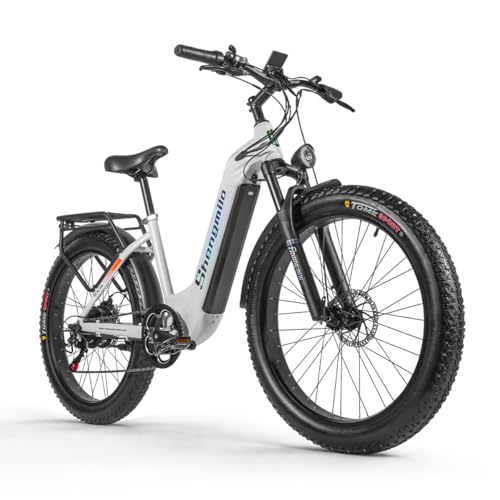 Shengmilo-MX06 26-Zoll-Elektrofahrrad für Erwachsene,17,5 Ah 840 Wh Li-Akku, Leistungsstarker Motor, Fat Tire E-Mountainbike mit 3 Fahrmodi, City-E-Bike, 7 Gänge, Doppelscheibenbremsen