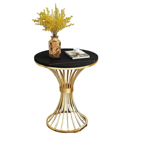 Image of Round Coffee Table Side Table Modern Home Decor Tea End Table for Living Room Bedroom and Balcony (Golden & Black)