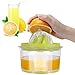 IZSUZEE Spremiagrumi Manuale, Spremi Agrumi Professionali in Plastica 4 in 1, Spremiagrumi a Mano, Spremi Pressa Limone Arance Limoni Agrumi con 2 Alesatori e Contenitore Peeler di 400ml Misurazione