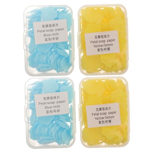 HONITANO 4 Cajas Jabón Portátiles para Seguro para Piel con Limón y Leche Práctico para Camping Cajas Manos Cuerpo y Ropa
