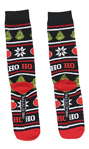 Dr. Seuss The Grinch Who Stole Christmas Ho Ho Ho Ugly Sweater Meias adultas, Multicolorido., Tamanh