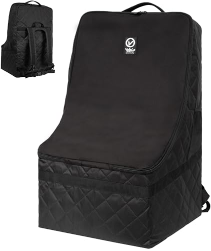 V VOLKGO Extra Padded Car Seat Travel Bag for Airplane Heavy Duty Car Seat Bags for Air Travel Large Durable Carseat Carrier Bag Airport Gate Check Bag with Padded Shoulder Strap