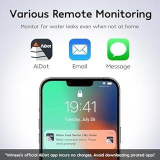 Winees WiFi Water Leak Detector for Home, 3 Pack Water Sensors with 100dB Adjustable Alarm, Leak Alert Email&SMS Notification, 200M Transmission for Basement, Bathroom, Laundry, IFTTT, 2.4G WiFi Only