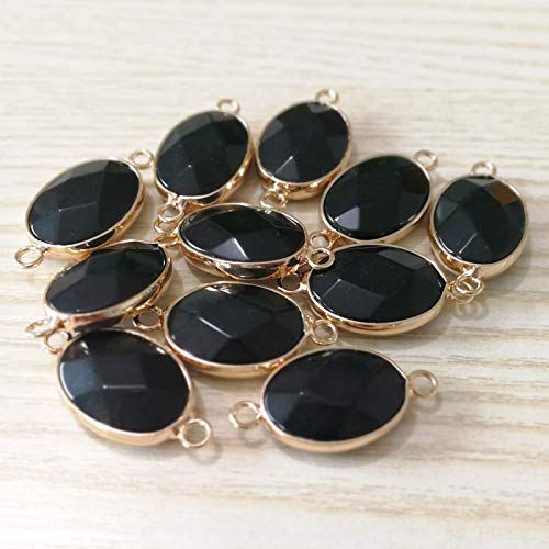 Paire Connecteurs Quartz Solaire Noir Naturel – Plaqué Or – Fabrication Bijoux