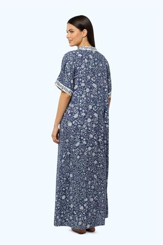 Image of NIHSAMAH Cotton Nighty for Women - Embroidered & Printed Stylish Night Gown, Comfortable Sleepwear Long Nightwear, Maxi
