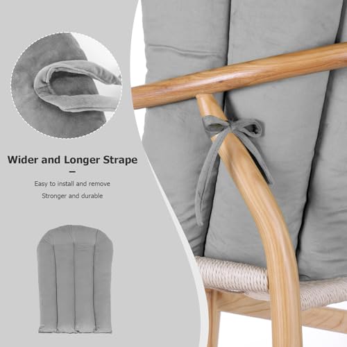 Image of Lucky Monet 5PCS Velvet Glider Rocker Replacement Cushions, Thickened & Supportive Rocking Chair Cushion Set with 29.5 Inch High Backrest & Storage Pockets, for Indoor Nursery Glider, Grey