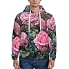 Tamiger Pink Fresh Roses Print Men Hoodie Warm Sweatshirt Winter Autumn Spring Stretchy Breathable Daily Casual #1