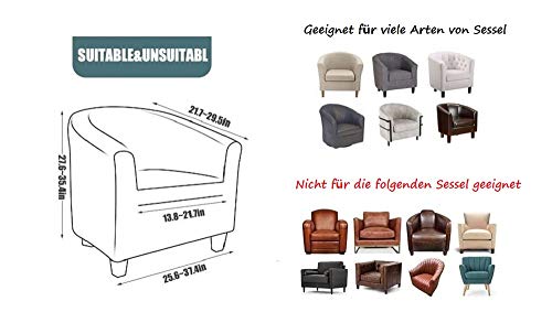 Image of SearchI Club Chair Slipcover Stretch Spandex Barrel Chair Covers Removable Tub Chair Slipcovers Armchair Sofa Cover Couch Furniture Protector Geometric Pattern Arm Chair Cover for Living Room(Grey)