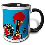 Tasse À Café Idée Tasse À Thé Humoristique Originales Tasse Le Coq Portugais Noir sur Fond Bleu avec Un Coeur Tasses en Céramique 330ml