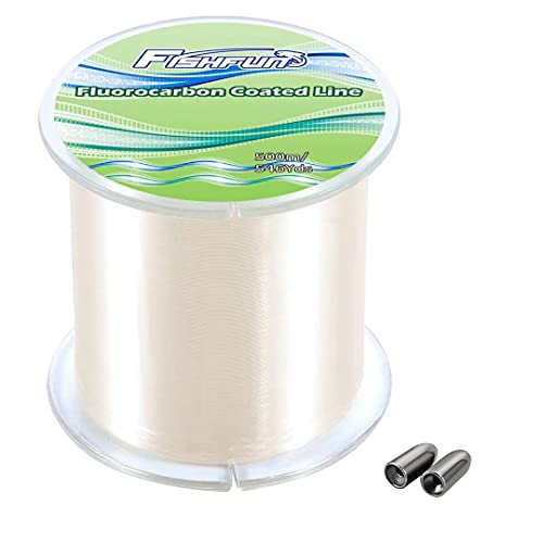 Fishfun 100 % reine Fluorkohlenstoffbeschichtete Angelschnur, 457 m, 1,3 kg - 11,3 kg, abriebfest, praktisch unsichtbar…