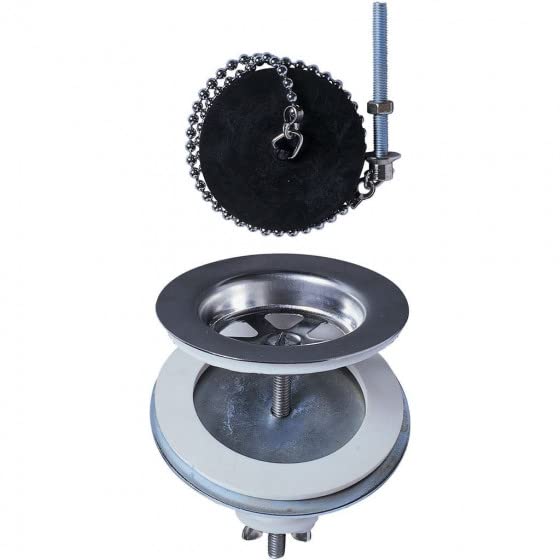 Wirquin 3375537203642 Bonde en Laiton à Plateau pour évier 2 bacs communicants Ø60 mm, Blanc, Taille Unique