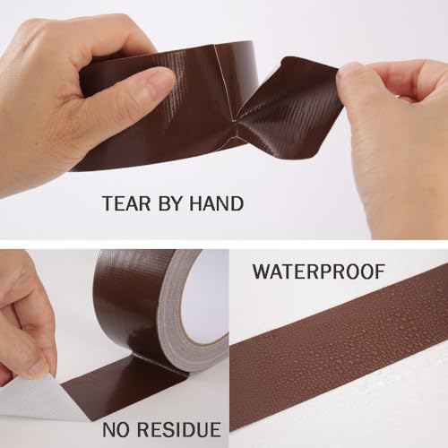 Image of Heavy Duty Duct Tape 2 Inch X 33 Yards, Multi Purpose Dark Brown Duct Tape, No Residue, Waterproof and Tear by Hand - for Repairs, Industrial, Professional Use