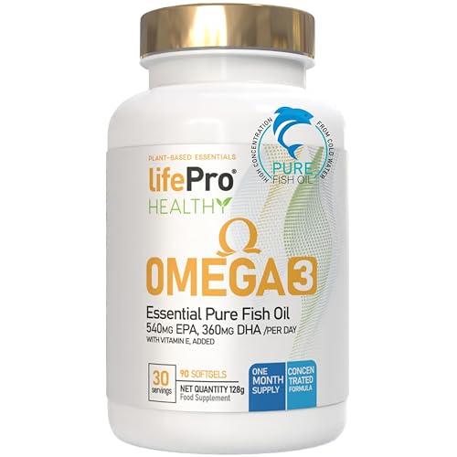 Life Pro Omega 3 Capsulas 3000mg con Vitamina E, 30-90 Tomas, 35% EPA y 25% DHA, hasta 3000mg por Dosis, Suplemento para la Salud Cardiovascular, Aceite de Pescado Puro y Destilado