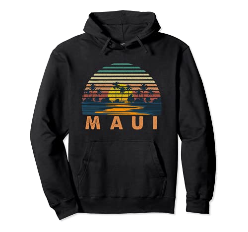 70s Maui HI Vintage Retro Sunset Throwback Art Hawaii Travel Sudadera con Capucha