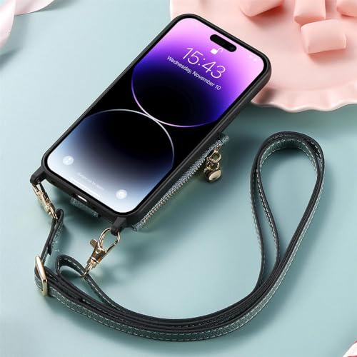 Coque sac à main iPhone 12 Pro bleu clair avec lanière pour sorties et shopping