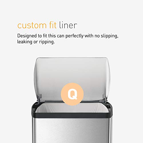 simplehuman 50 Liter / 13.2 Gallon Rectangular Kitchen Step Trash Can, Brushed Stainless Steel