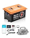 VEVOR 36V 105Ah Golf Cart Lithium Battery, 36 Volt Golf Cart Battery with 200A BMS, Touch Monitor and Mobile APP, LiFePO4 Battery with 600A Peak Current, 20A Charger and 4000+ Cycles, for Golf Carts