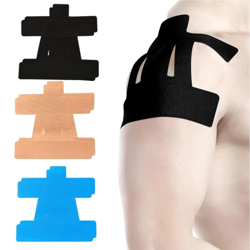 YUVKIN 6 Pezzi Kinesiotape Pretagliato Delicato sulla Pelle Impermeabile Elastico Physio Tape per Spalle e Sport Supporto Duraturo (Multicolore)