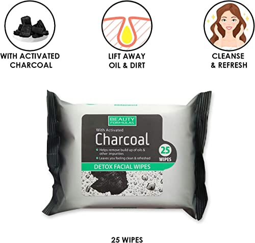Happy Bees Bundle Beauty Formulas Charcoal Facial Wipes 25 Wipes x 4 Pack Plus Derma V10 6 Deep Cleansing Charcoal Nose Pore Strips For All Skin Types - Image 3