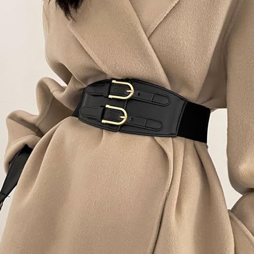 Retro Elastic Skirt Decorative Sweater Waist Seal Wide Black Belt Women's Fashion Belt Leather Waist Belt4