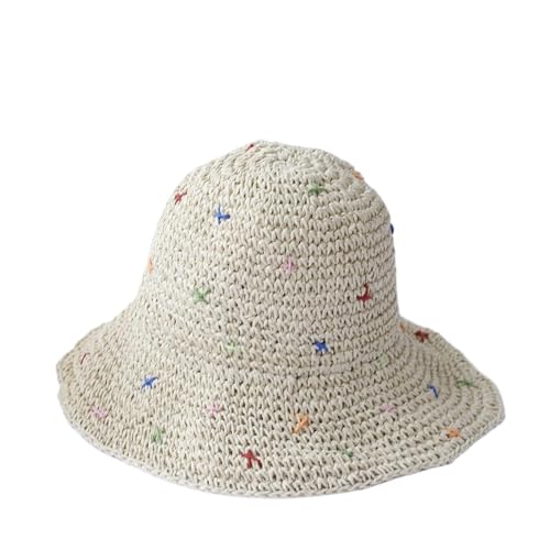 Chapeau seau multicolore en paille fait à la main pour femmes
