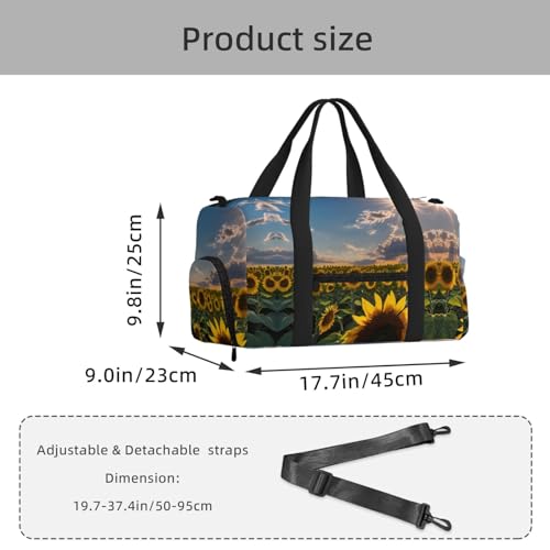 Bolsa de equipaje de mano grande para deporte y viajes con diseño de girasoles 3