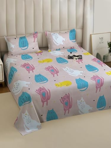 Image of Weave & Decor Cotton Feel Kids Bedsheet Double Bed 90x90 inches, Soft Fabric, Includes 2 Pillow Covers 20x30 inches