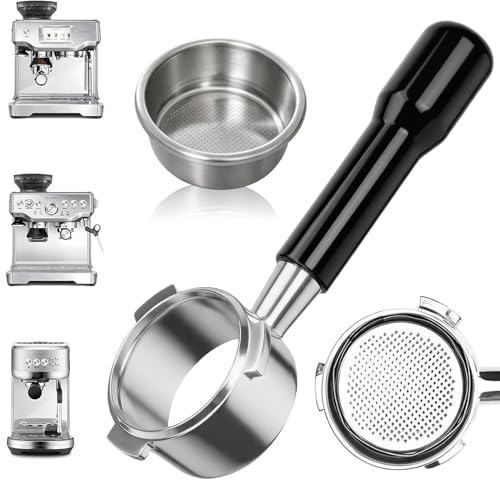 Image of 54mm Bottomless Portafilter fit Breville Barista Express Machines BES870XL 880BSS 878BSS 840XL 500BSS 450BSS BES500,3 Ears Espresso Portafilter with 18g Basket