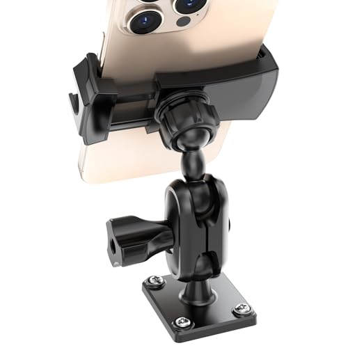 MAGJIEYX Car Phone Holder for Truck/Wall/Boat, Drill-Base Mount for Van Dashboard, Durable 360°Adjustable & Firm Grip Clamp Stand Compatible with 4.7'-6.9'iPhone/HTC/LG/Nexus/Samsung/Huawei(Short Arm)