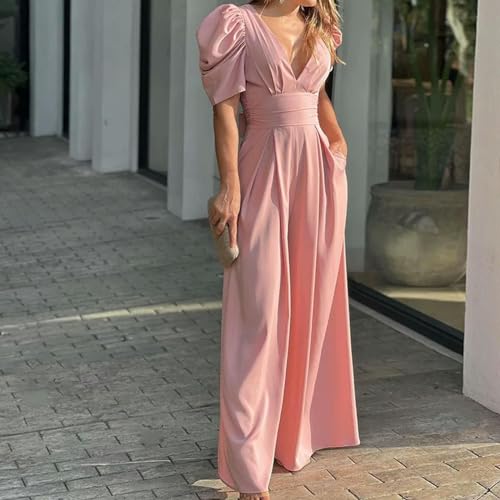 Mameluco de pierna ancha para mujer, enterizo cómodo talla grande manga corta M 5