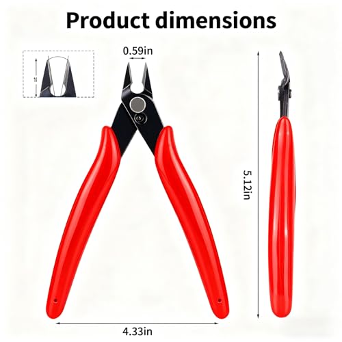 Image of Micro Wire Cutter 5-inch,Precision Flush Cut Nippers,Small Side Cutting Pliers for Jewelry,Electronics,3D Printing,Plastic Models,Red