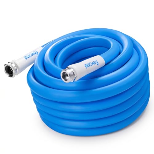 Fevone 75ft Garden Hose - Kink-Free Triangle Prism Design, 5/8' Heavy Duty Flexible Water Hose, Drinking Water Safe & Lead-Free, 3/4' Solid Aluminum Fittings, 600 PSI Burst Strength
