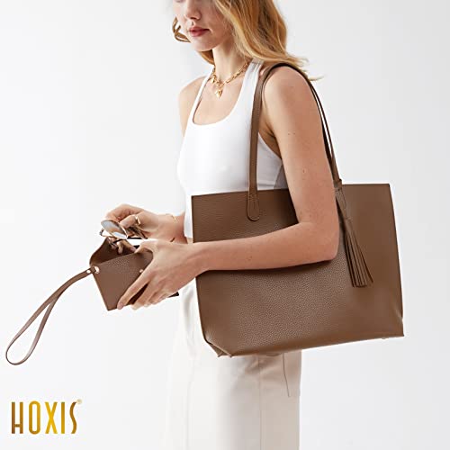 Image of Minimalist Clean Cut Pebbled Faux Leather Tote Womens Shoulder Handbag