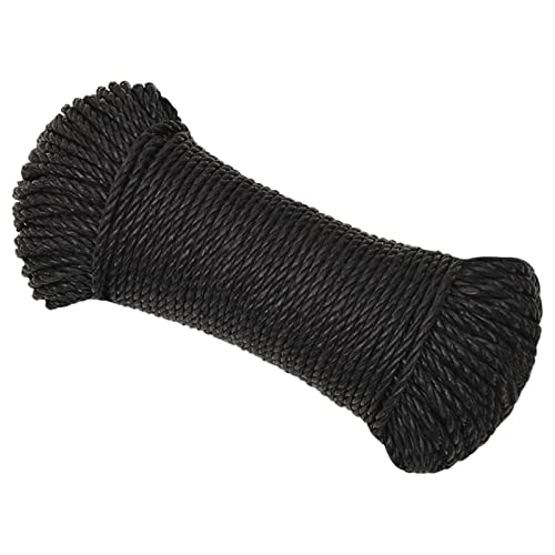 Homgoday Work Rope Black 8 mm 100 m Polypropylene, Multipurpose Utility Rope Hanging Cord, Durable Braid Nylon Cord Tarp Rope for DIY, Gardening Design, Decoration