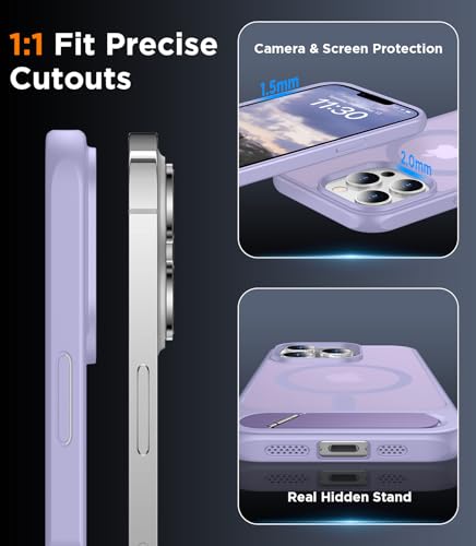 Image of Magnetic Compatible with iPhone 13 Pro Max Case, [Built-in Invisible Kickstand][Compatible with MagSafe] [Military Grade Shockproof] Slim Translucent Matte Phone Case for iPhone 13 Pro Max 6.7 inch