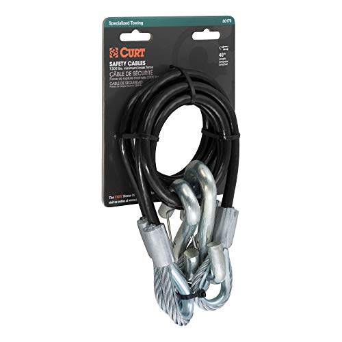Curt 80176 44-Inch Vinyl-Coated Trailer Safety Cables, 17/32-In Snap Hooks, 7,500 Lbs Break Strength, Pack Of 2 , Black #TOP6
