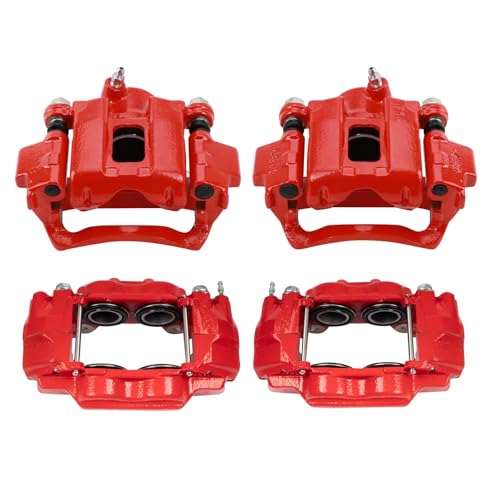 Image of TRQ Performance Front and Rear Brake Caliper Set Coated Brackets Compatible with 2003-2007 Toyota Sequoia