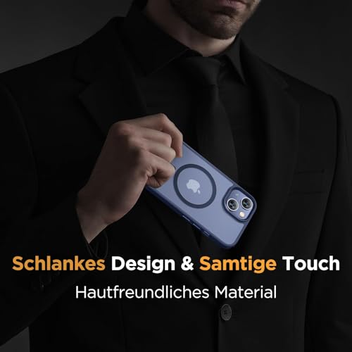 Coque iPhone 13 antichoc bleue Miracase avec verre blindé intégré - 7
