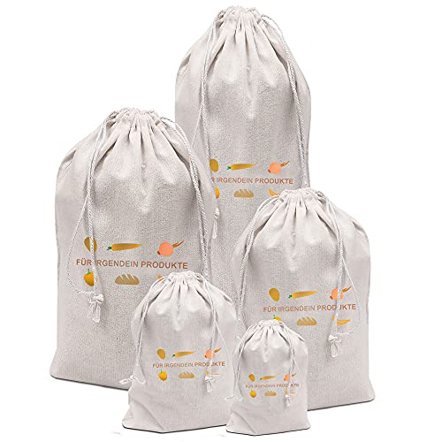 ASTRA VENA 5er Set Leinen Brotbeutel/Brotsack zur Brotaufbewahrung Cover