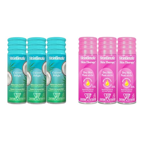 Skintimate Coconut Delight Moisturizing Shave Gel for Women 7 Ounce Pack of 3 & Skintimate Skin Therapy Moisturizing Shave Gel for Women Dry Skin 7 Ounce Pack of 3