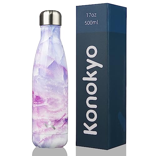 Konokyo Insulated Water Bottles,17 oz Double Wall Stainless Steel Vacumm Metal Flask for Sports Travel,Marble Dawn by Konokyo - Used condition - US$9.01