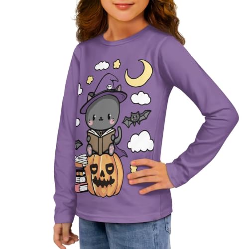 Image of Long Sleeve Shirts for Girls Casual Crewneck Tops Fall Winter Outfits for 3-16 Years Old