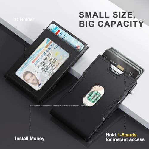 Slim Wallet for Men - Pop up Card Holder RFID Blocking Minimalist Business Credit Card Wallet 9-14 Card Capacity | ID Window | Cash Slot4